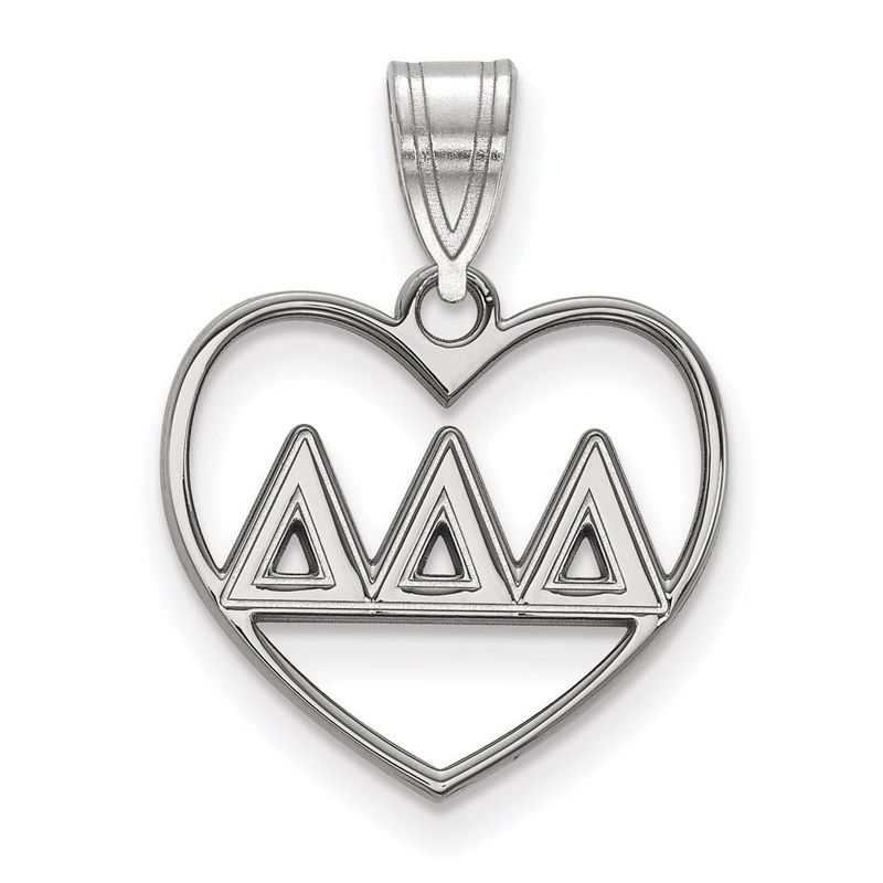 Sterling Silver Delta Delta Delta Heart Greek Letters Pendant